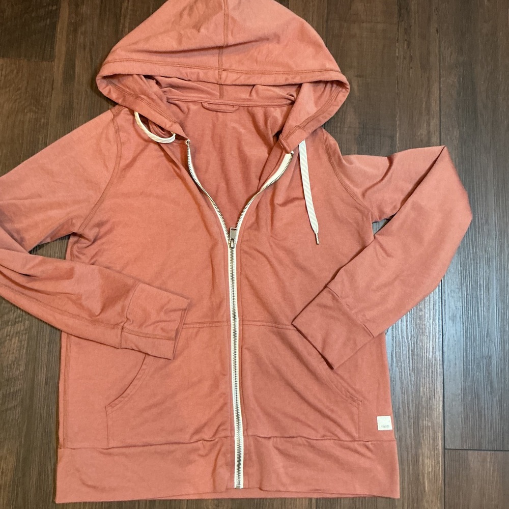 Vuori Halo Performance Zip Up Hoodie Terracotta Clay Pink VW268 Small Activewear